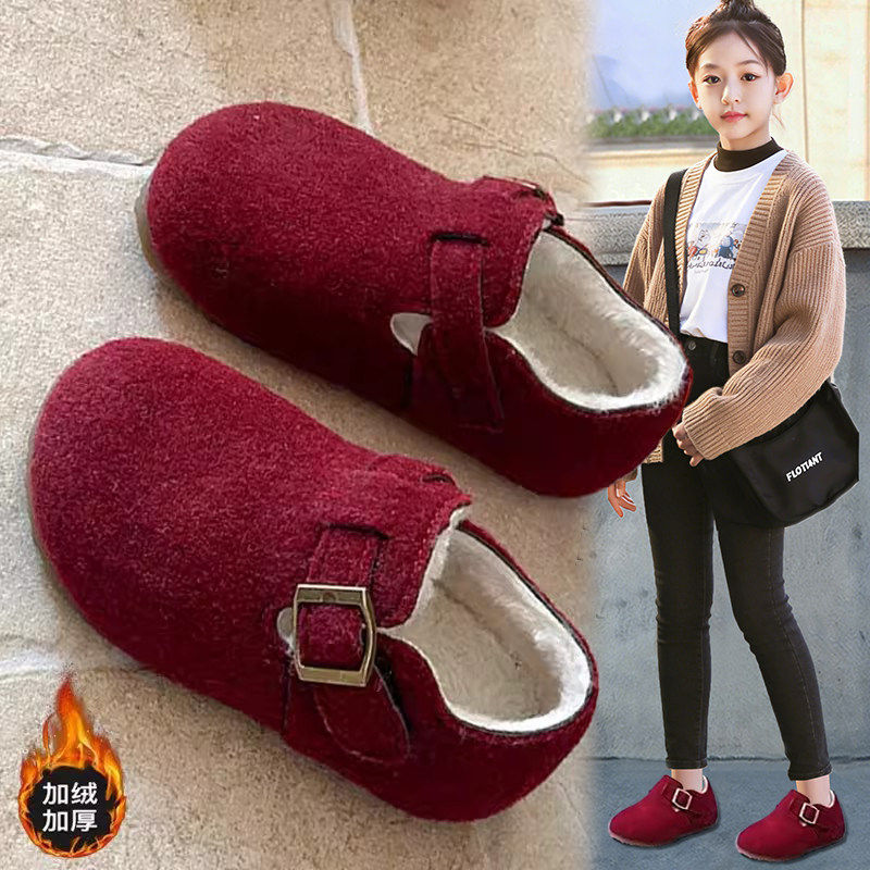 官网C&K女童红色棉鞋2026新款冬季儿童勃肯鞋软底小女孩保暖加绒