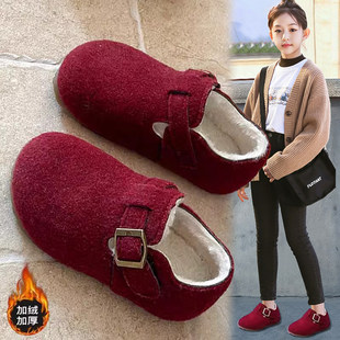 官网C&K女童红色棉鞋2025新款冬季儿童勃肯鞋软底小女孩保暖加绒