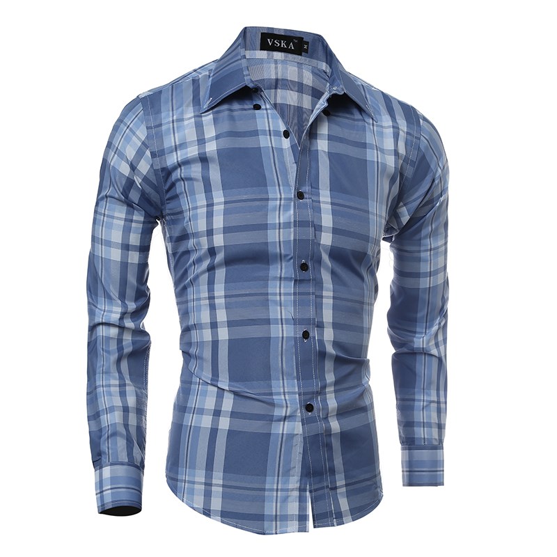 Men Dress Shirt Men's Long Sleeve big Size man Plaid Shirts