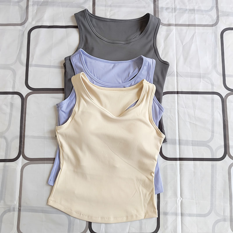瑜伽背心百搭健身外穿防震全罩杯运动内衣女工字型一体杯速干排汗