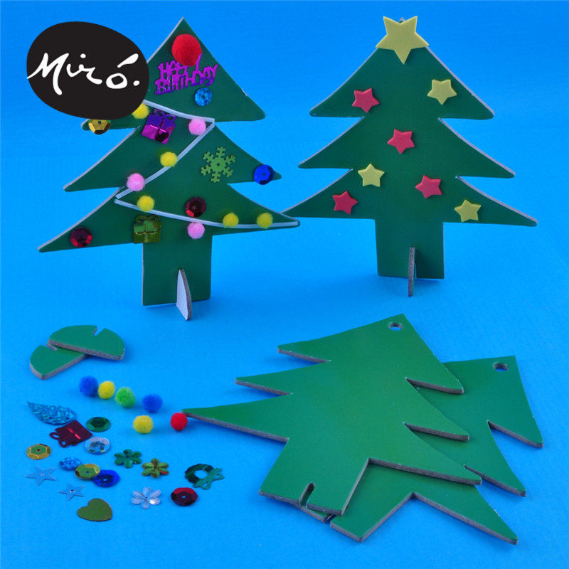 圣诞节手工diy幼儿园儿童自制创意立体纸板圣诞树桌面摆件材料包