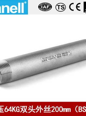 双头管外丝BSPT200长64KG高压管件Sch40焊接304316L天佑管业11543