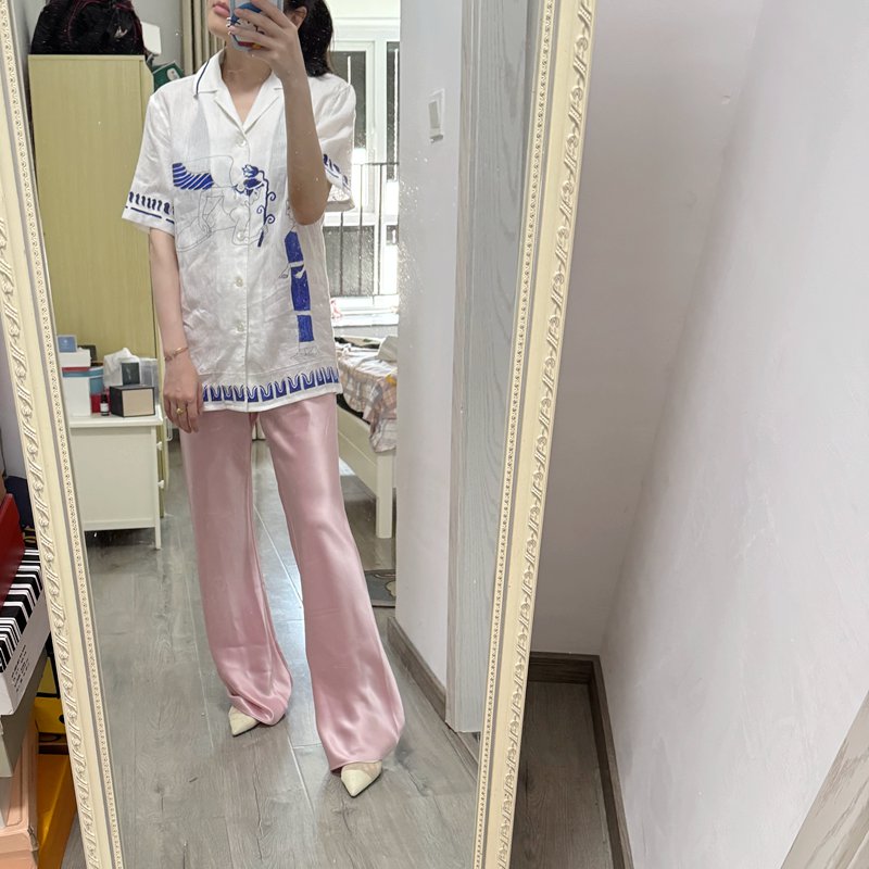 温柔新品定位扎染效果纯亚麻男女同款简约个性宽松休闲度假衬衫
