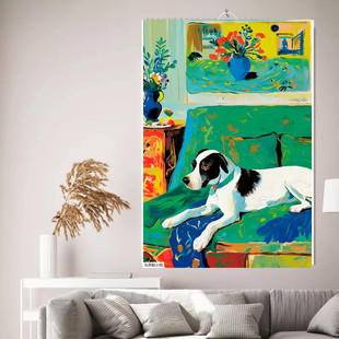 挂历广告2026年手绘新款 马蒂斯小狗插画家用挂墙月历年历日历台历