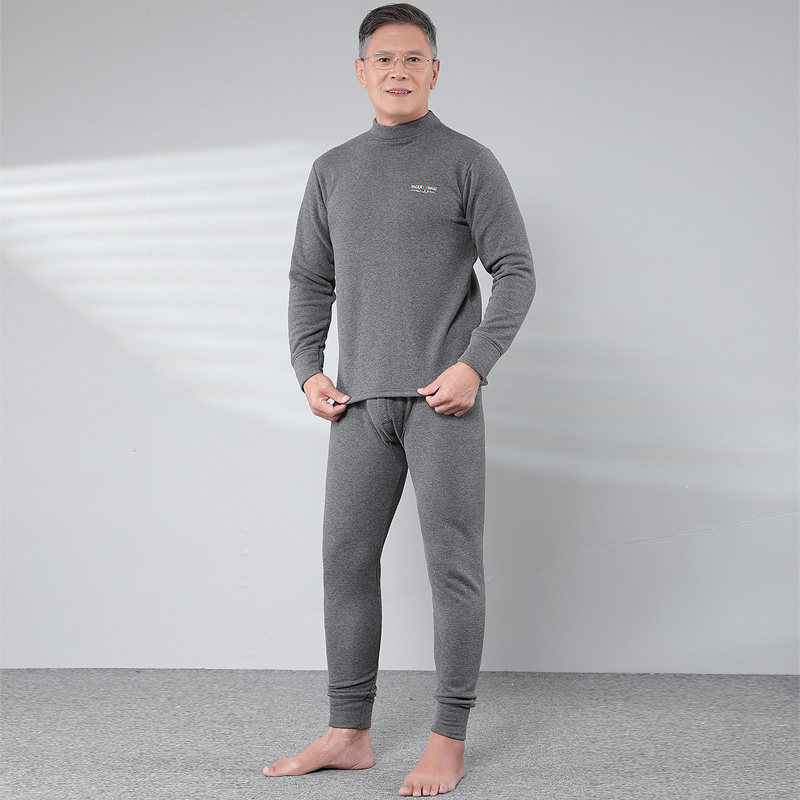 DERONG THERMAL UNDERWEAR SET FOR MEN MIDDLE-AGED AND ELDERLY VELVET THICKENED WINTER COAT AUTUMN PANTS MENS CORAL VELVET BASE LAYER