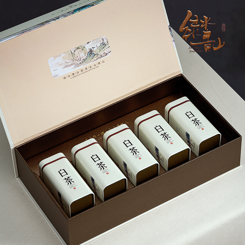 新款高档白茶礼盒5罐半斤装安吉白茶天目湖白茶通用包装空盒定制