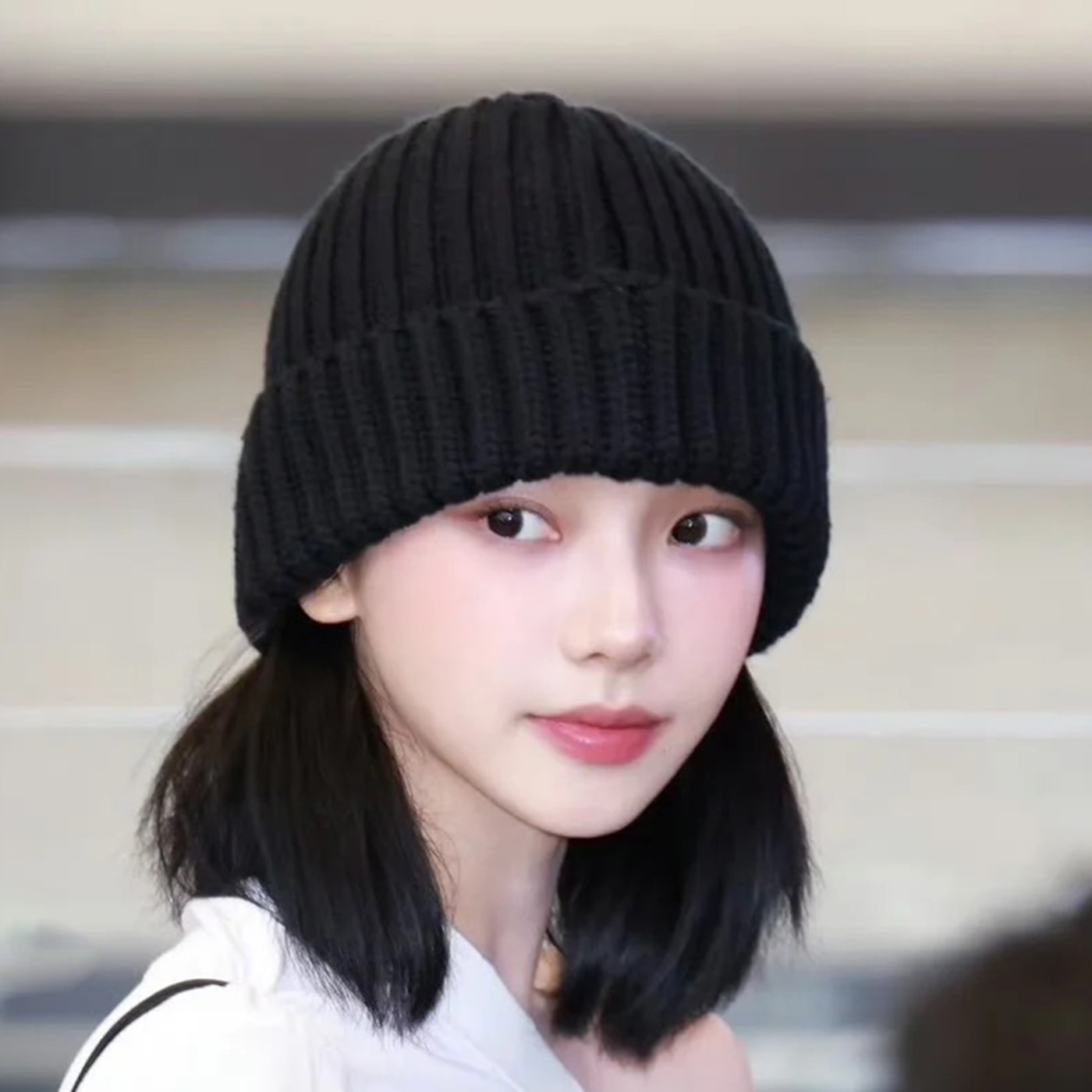 爆款韩明星柳智敏毛线帽女同款