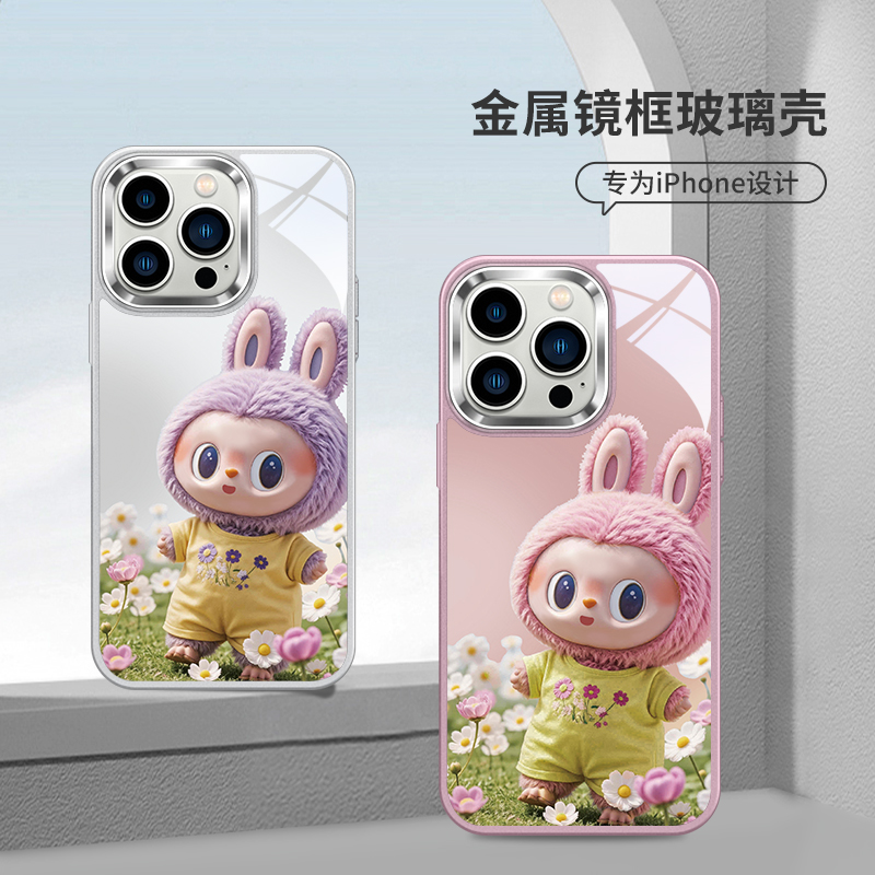 镜面玻璃适用苹果手机壳卡通可爱
