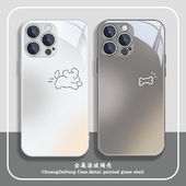 11pro高级感x 骨头狗狗iphone16手机壳苹果14新款 15promax线条小狗17情侣13简约12个性 xs男女7玻璃8plus防摔