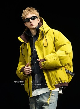 宽松新款白鸭绒羽绒服男冬季潮牌情侣连帽加绒加厚面包服外套