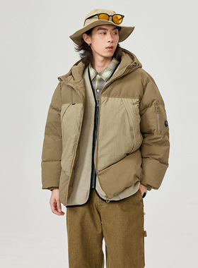 秋冬情侣90白鸭绒羽绒服拼色外套保暖加绒加厚简约百搭户外防风潮