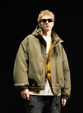 宽松户外冬装宽松工装机能美式潮牌加绒保暖冬季羽绒服短款外套男