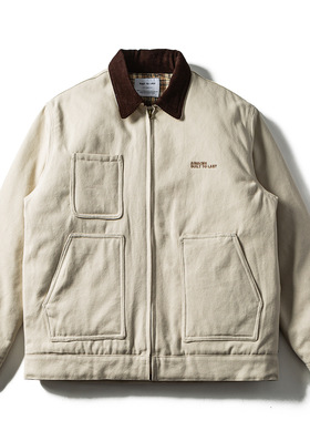 冬季日系复古水洗底特律工装棉衣外套男女宽松加厚帆布猎装棉服潮