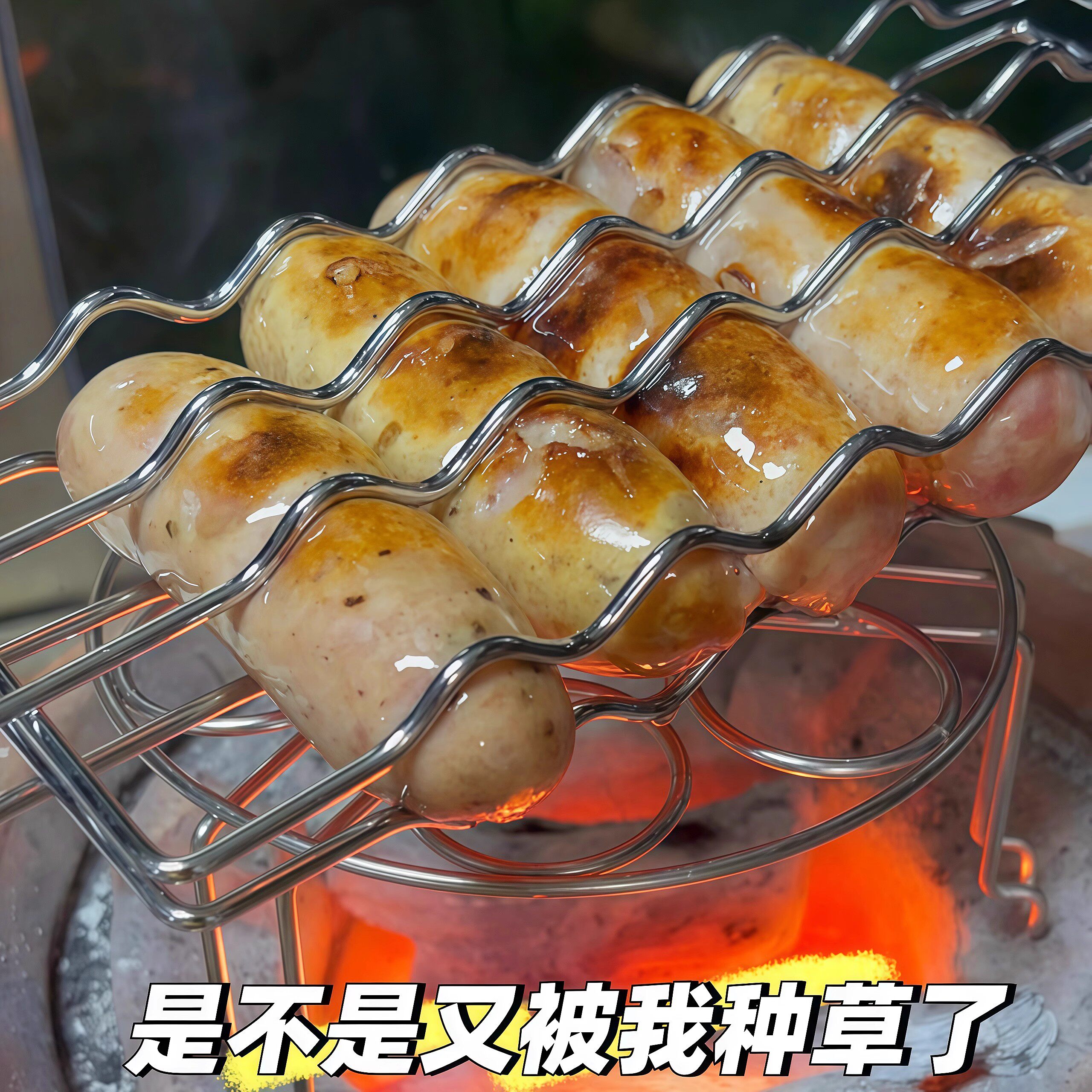 BBQ烧烤夹热狗香肠烤架烤鸡夹网可折叠拆卸折叠不锈钢户外烧烤网