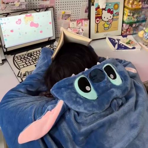 史迪仔连帽披风毯子毛毯斗篷办公