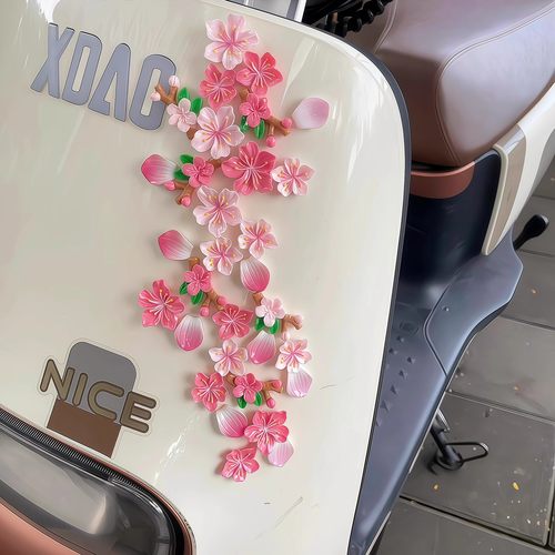 立体桃花装饰贴电动车花瓣汽车