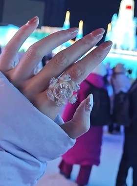 雪花旋转戒指哈尔滨同款食指戒