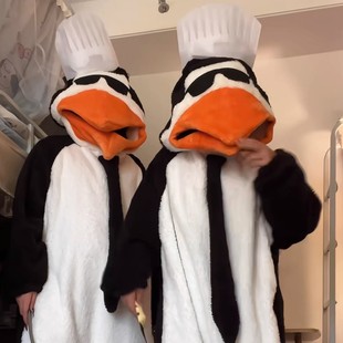高雅人士睡衣创意连体企鹅睡袍恶搞整蛊cos服表情包带头套家居服