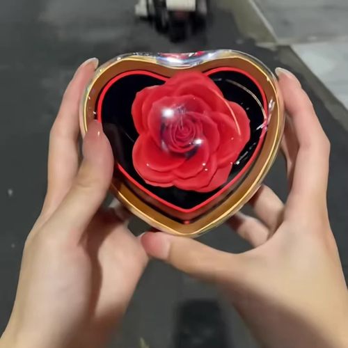 玫瑰花爱心翻转戒指盒创意首饰盒