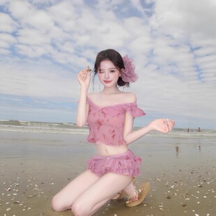 妹妹说紫色最有韵味 泳衣辣妹海边沙滩度假比基尼冲浪泳衣 分体式