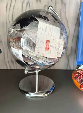 透明地球仪摆件可打开放机票车票