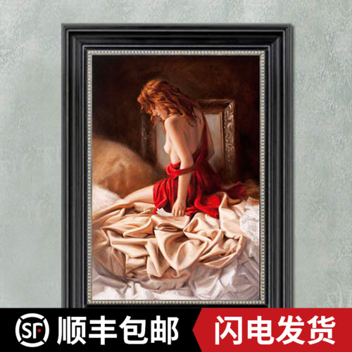 美式竖版性感美女装饰画 现代简欧卧室挂画KTV酒吧休闲会所墙画图片