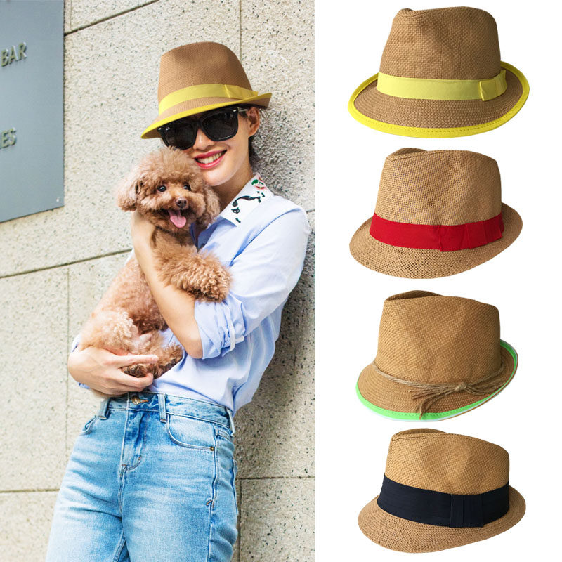 新款草帽春夏秋男女小礼帽韩版潮休闲时尚百搭短檐卷边爵士帽逛街