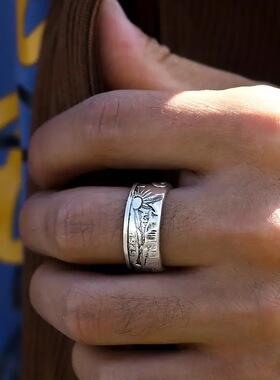 亚马逊新款欧美复古戒指 个性仿古硬币1945摩根戒指直销