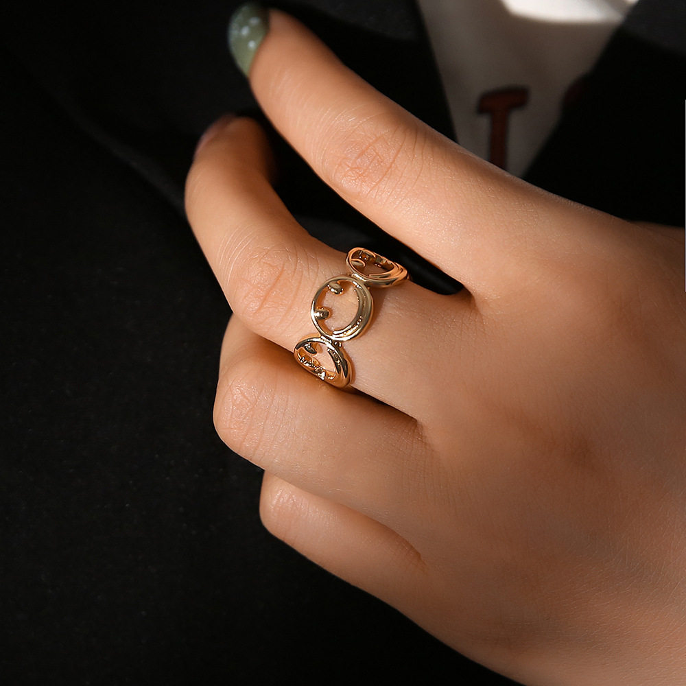 日韩风笑脸宽版开口镂空戒指女欧美网红潮ins冷淡风简约金属指环,饰品/流行首饰/时尚饰品新,戒指/指环,淘宝优惠券,粉丝福利购,淘宝优惠卷