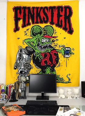 芬克老鼠RATFINK  RF挂布装饰背景布摇滚机车风男生卧室卡通挂毯