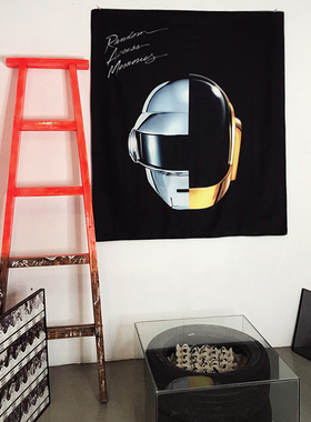 Daft punk蠢朋克乐队纪念装饰背景布酒吧民宿卧室床头挂布墙布大