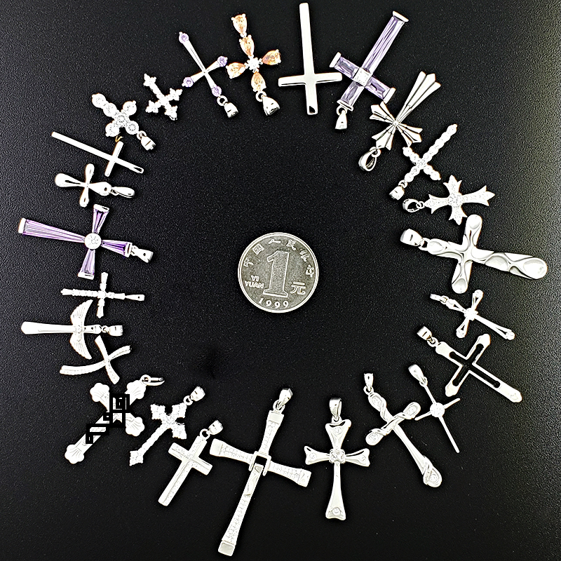 特价S925纯银小清新十字架吊坠女日韩迷你短款饰品玫瑰金新款青年