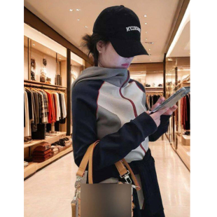 薄款 春季 拉链外套拼色潮 今年流行爆款 洋气时髦连帽卫衣女2026新款