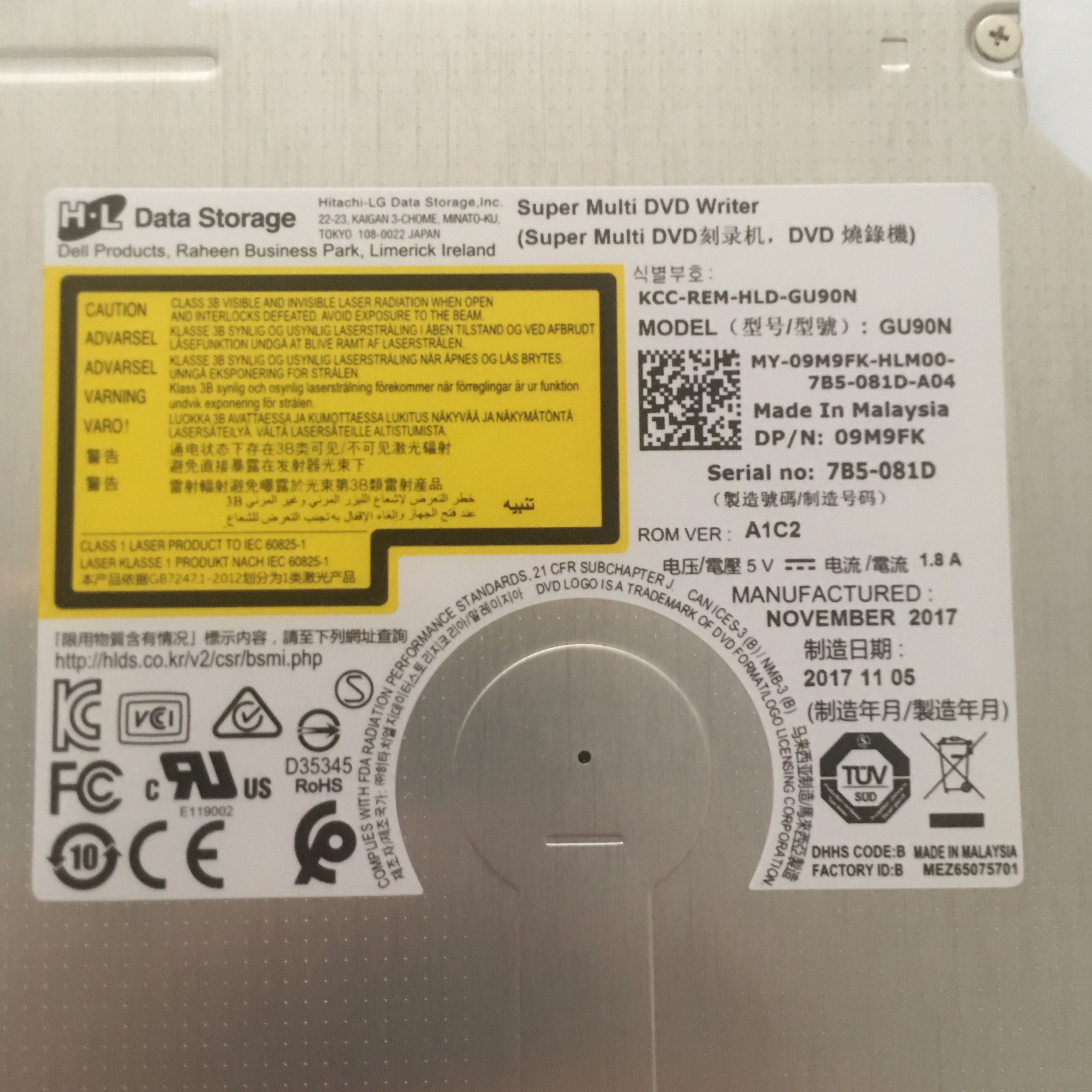 原装HL GU70N GU90N 09M9FK DELL 笔记本内置DVD刻录机光驱