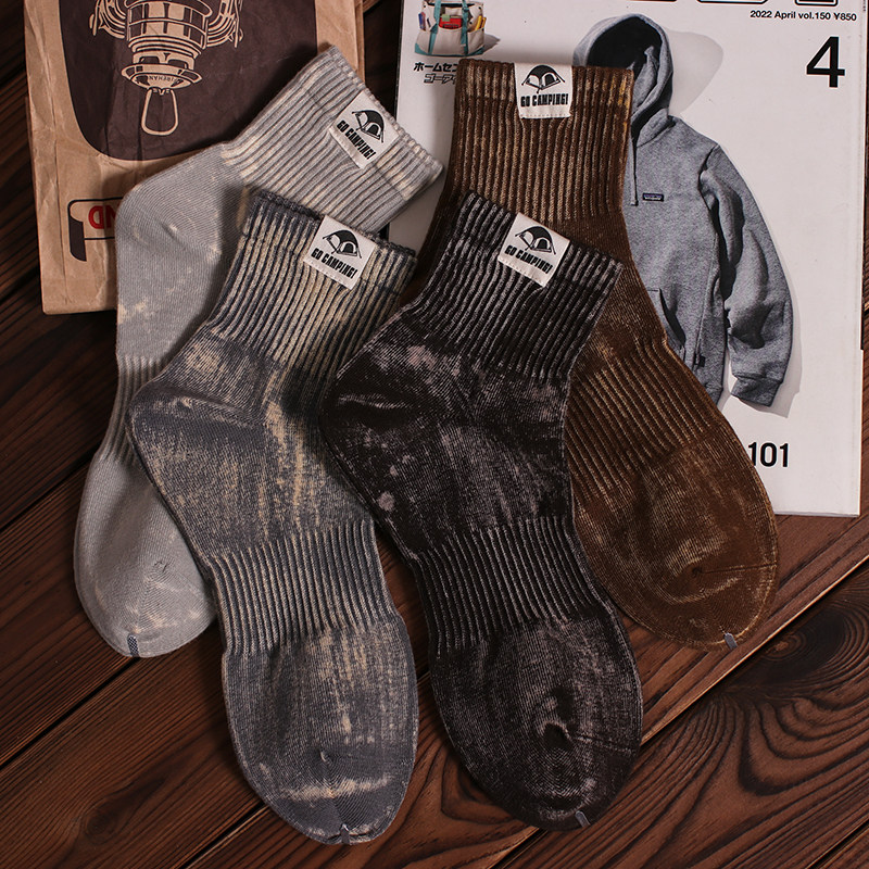 2双装春夏复古扎染做旧脏脏短袜子男女户外风潮流布标透气中筒袜,女士内衣/男士内衣/家居服,短袜,淘宝优惠券,粉丝福利购,淘宝优惠卷