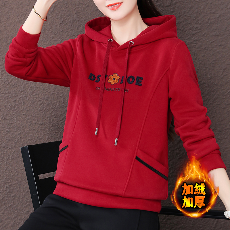 狐族宽松棉质纯色刺绣卫衣