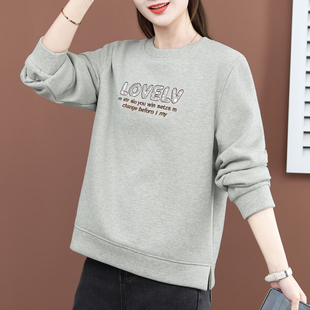 宽松显瘦爆款 薄款 圆领套头上衣潮 春装 字母印花卫衣女春秋2026新款