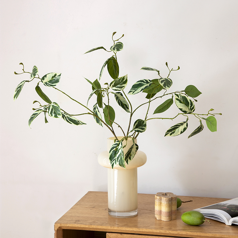 Na家花房仿真绿植油画竹芋法式复古家居摆件高级感彩芋叶植物摆设