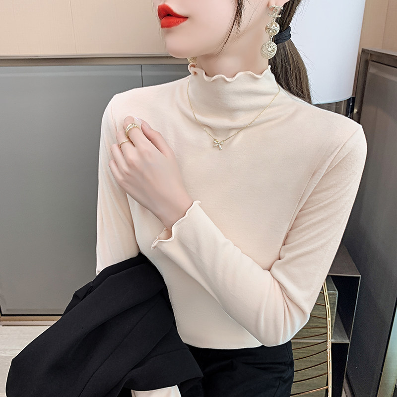 德绒加厚打底衫女秋装2023年新款半高领内搭chic早秋冬季长袖上衣