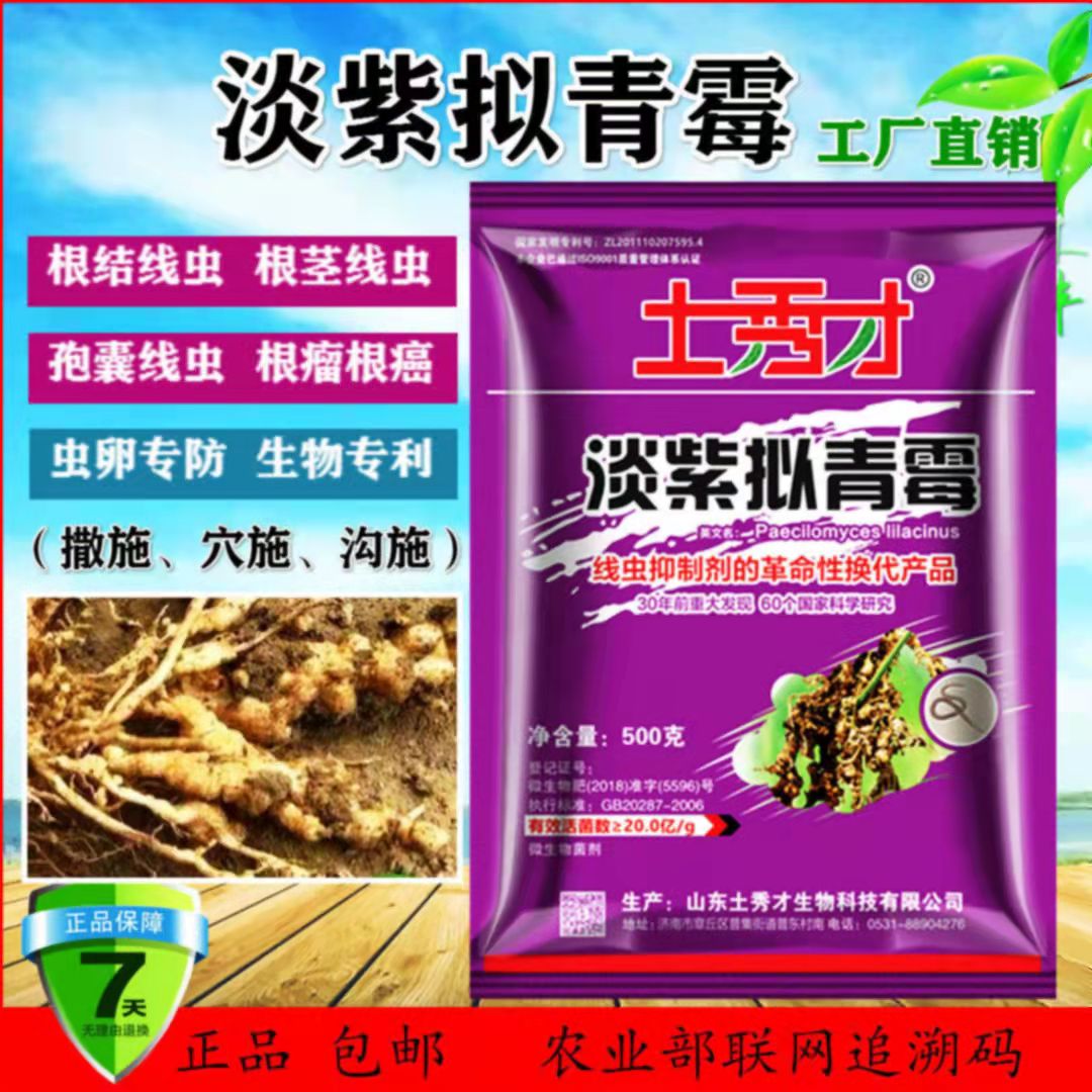 淡紫拟青霉菌剂根结线虫根瘤专用大棚蔬菜瓜果树药材减少死苗烂根