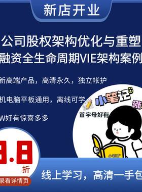公司股权架构优化重塑股权融资全生命周期VIE架构案例解析视频课