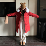 现货圣诞红新年红中长款红色过年羽绒服185-8828-P260-K398-50绒，女装羽绒服，浙宝185