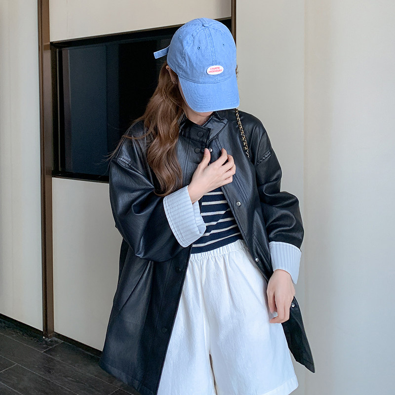 现货黑色美式复古皮衣外套女2025春季新款185-2511-P145-K198,女装皮衣,浙宝185