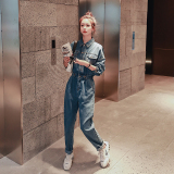 现货秋季连体衣裤子牛仔阔腿裤高腰长裤317-MY801-P120控188，女装连体裤，浙宝185