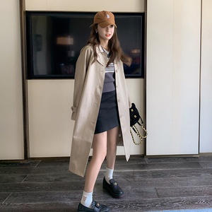 经典卡其色风衣外套女中长款2024秋季新款韩版宽松气质设计感大衣图片