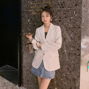 现货2022春装新款贴标小西装外套女白色西服317-MY811-P115-178
