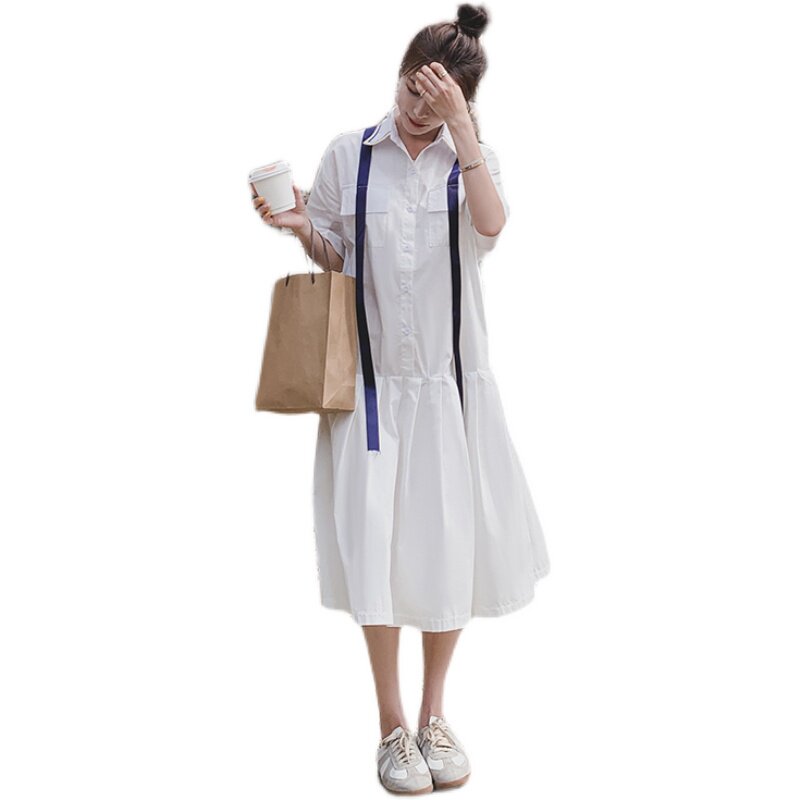 蓝色竖条纹无袖连衣裙女2025夏季新款学院风过膝减龄宽松显瘦长裙,女装连衣裙,浙宝185