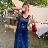 牛仔背带连衣裙女夏设计感小众长裙2025新款夏装港味复古chic裙子，女装牛仔裤，浙宝185