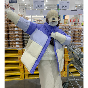 现货 双十二90绒拼色羽绒服外套女185-9989-P310-k478-90绒图片