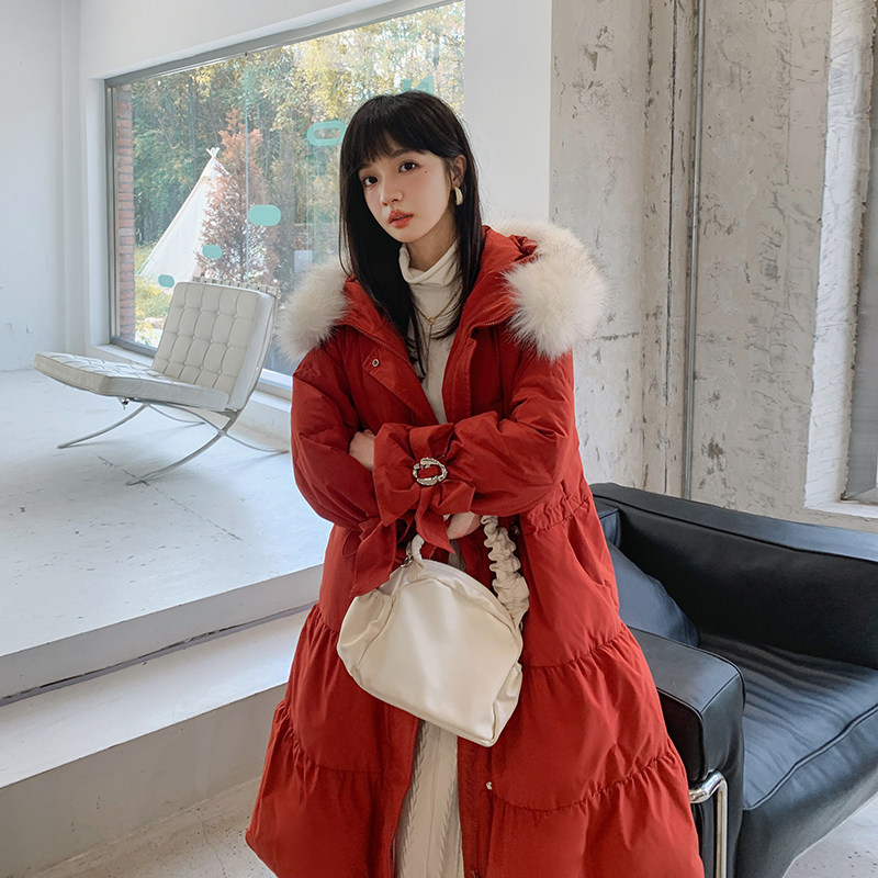 现货韩系冬季红色大毛领小个子羽绒服185-9921-P260-418-50绒,女装羽绒服,浙宝185